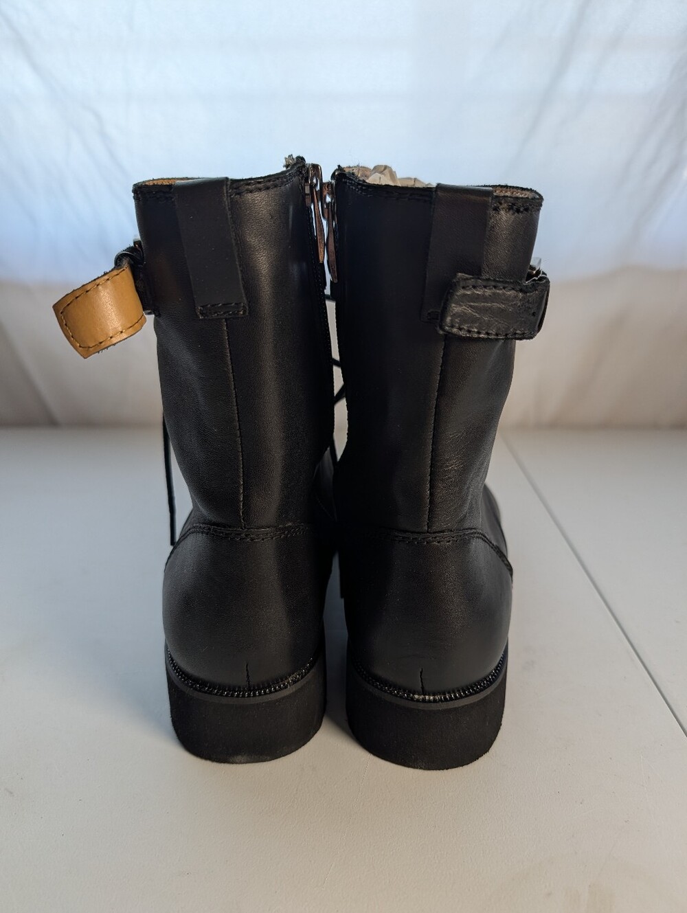 Franco Sarto Combat Boots Women Size 9.5 Canon Black Biker Punk NEW W/ Box - Picture 6 of 7